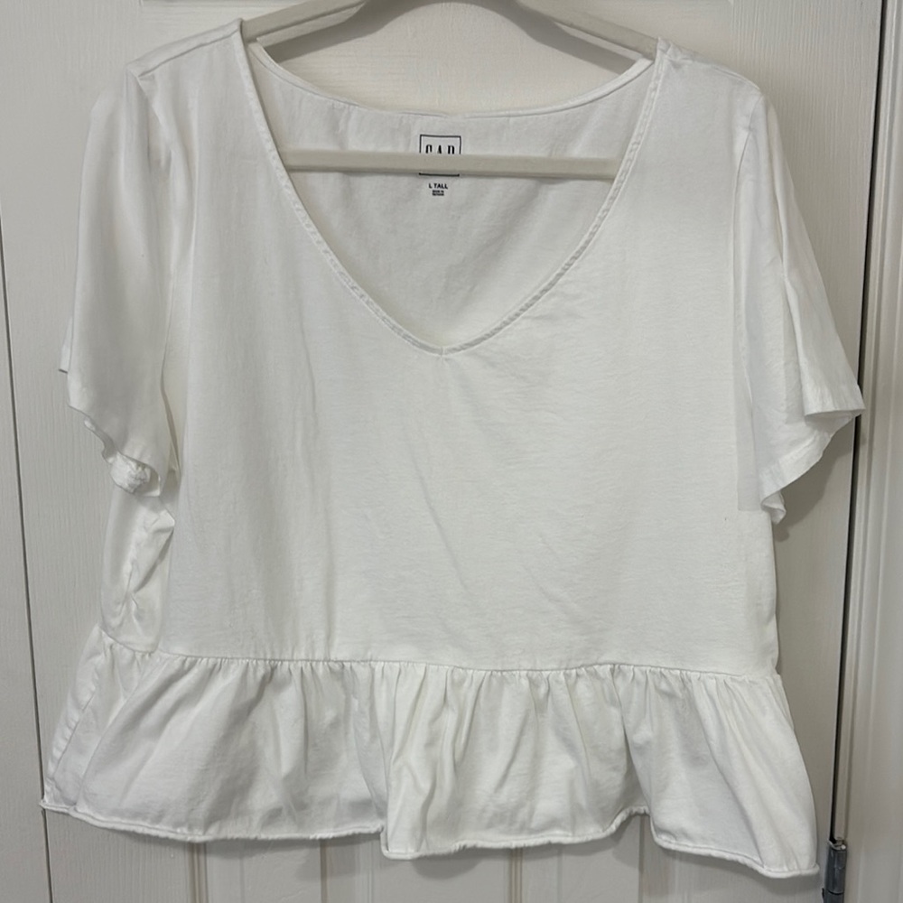 GAP White Peplum Ruffled Blouse